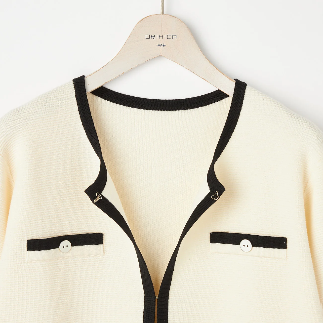 Color-block Mid-length Knit Jacket - Image 3