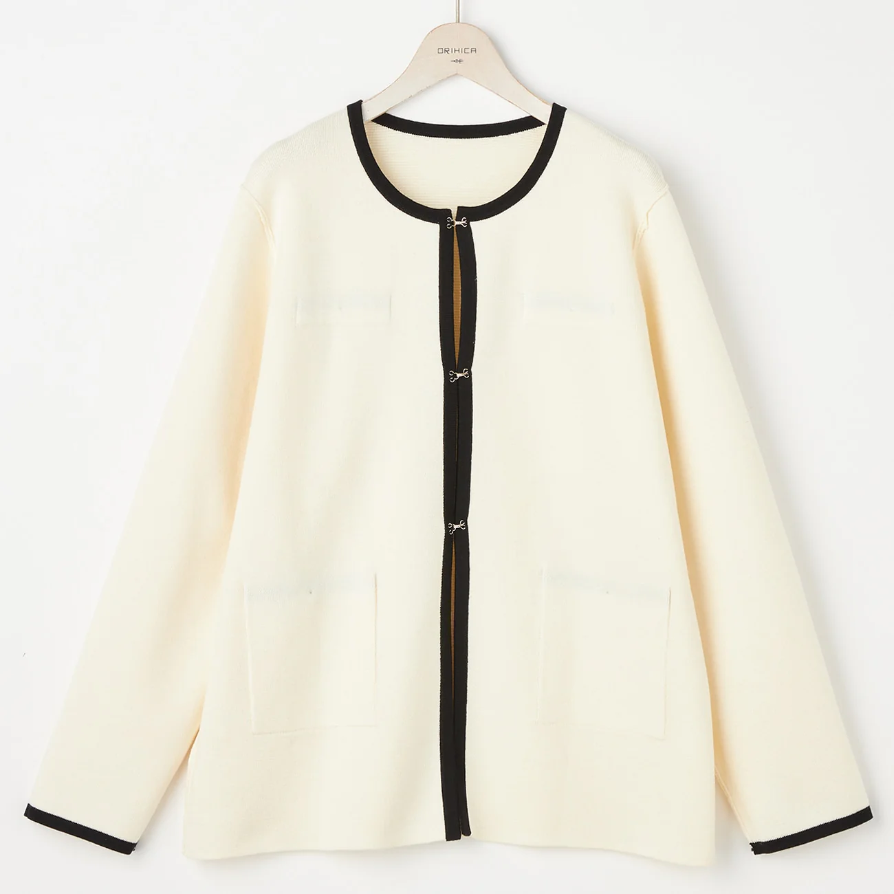 Color-block Mid-length Knit Jacket - Image 6