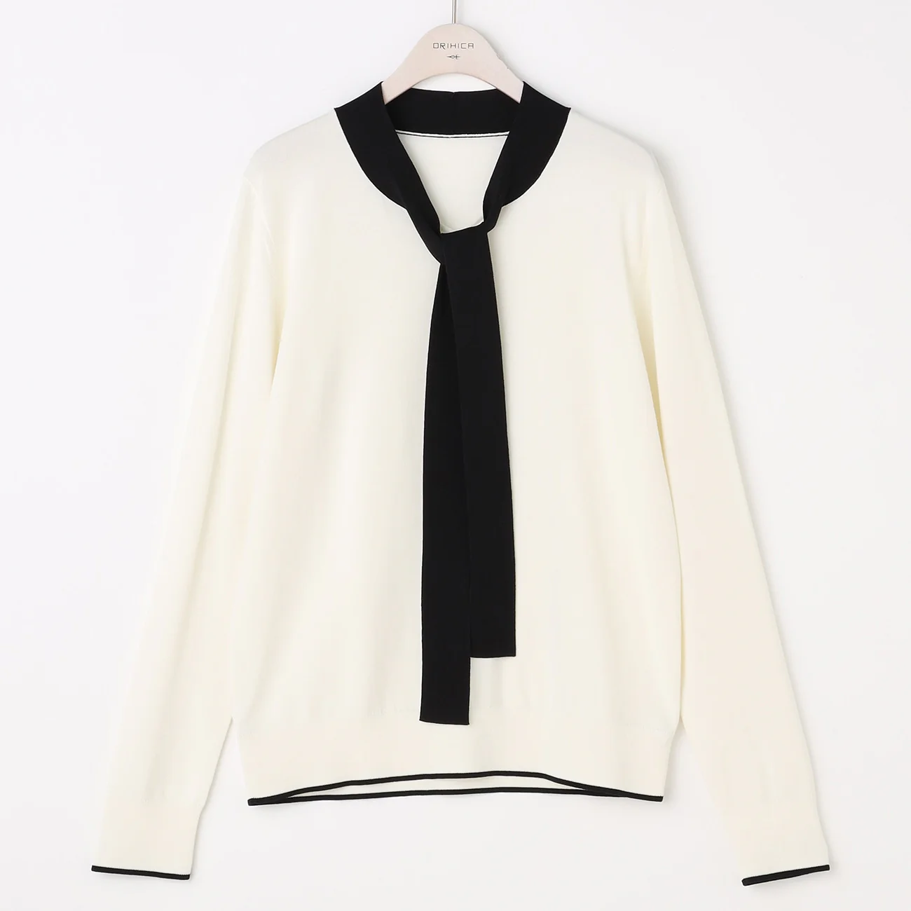 Color-Block Bow-Tie Knit Pullover - Image 3