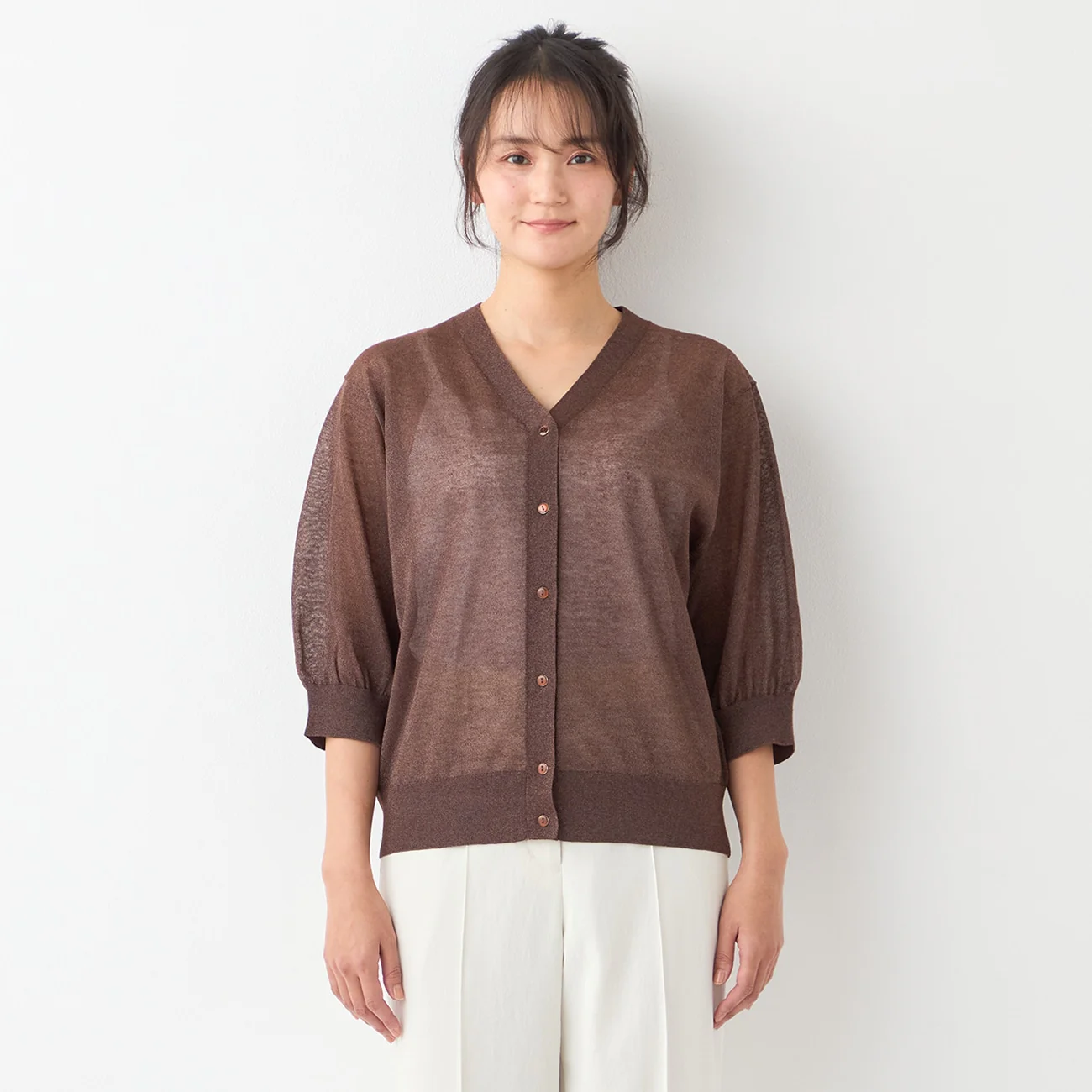 Sheer Glitter V-Neck Cardigan - Image 8