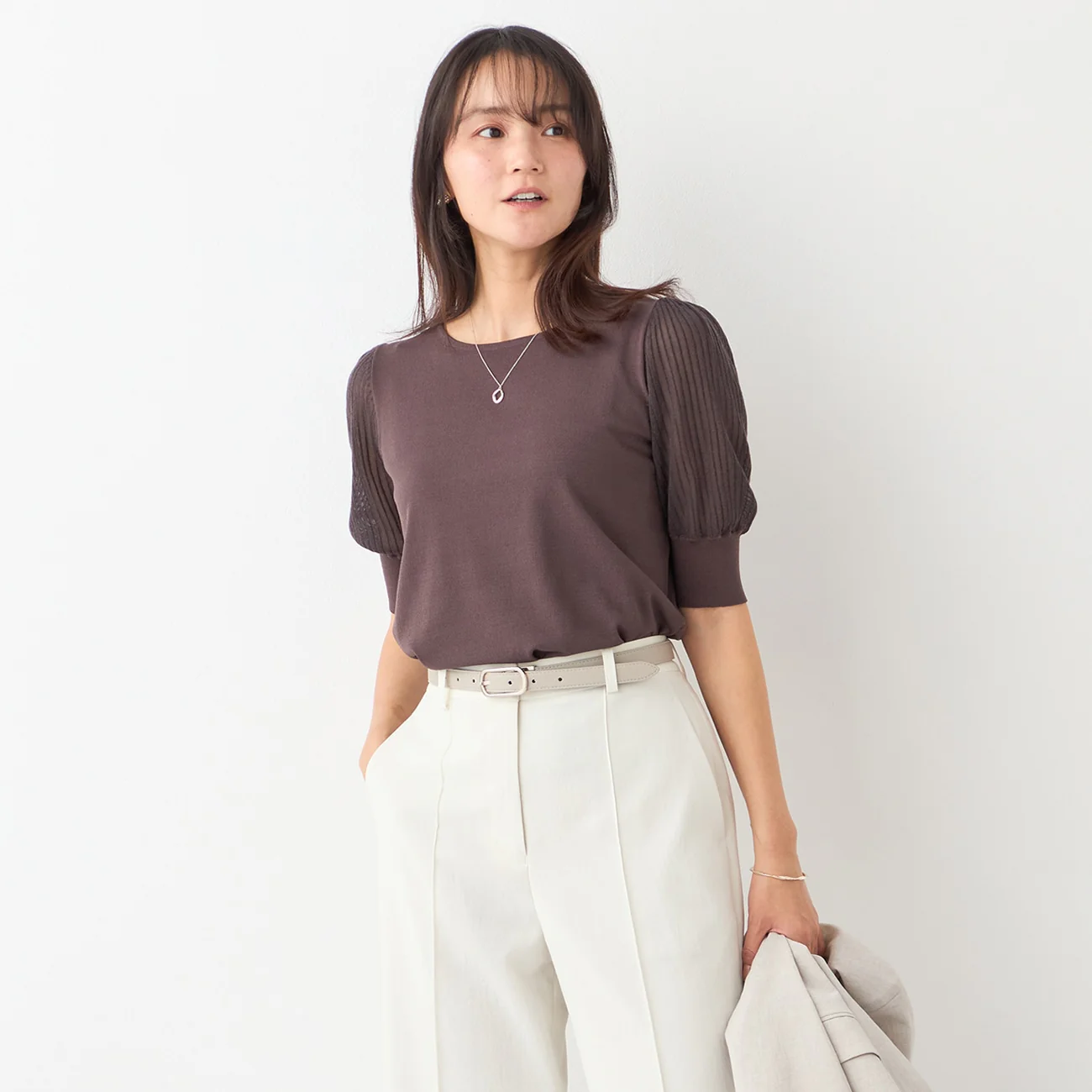 Sheer Sleeve Knit Top - Image 10